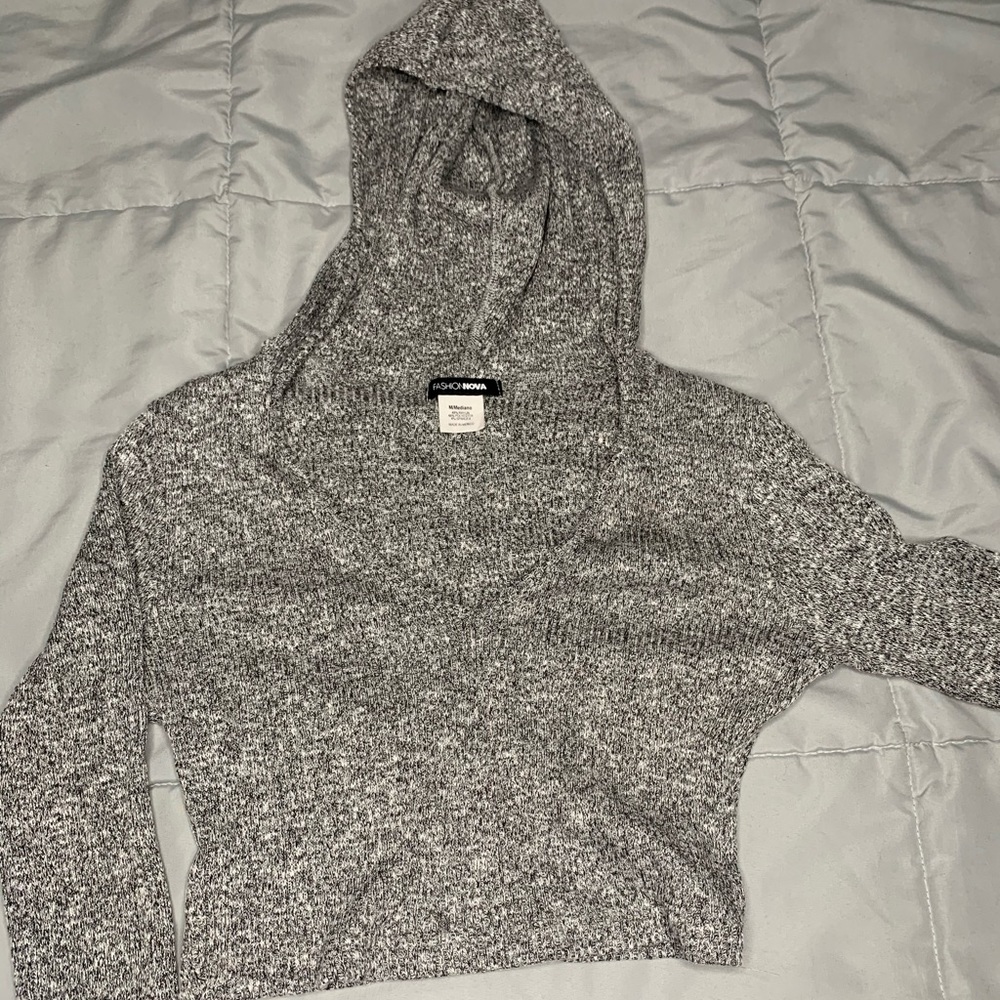 Grey Cropped Hoodie